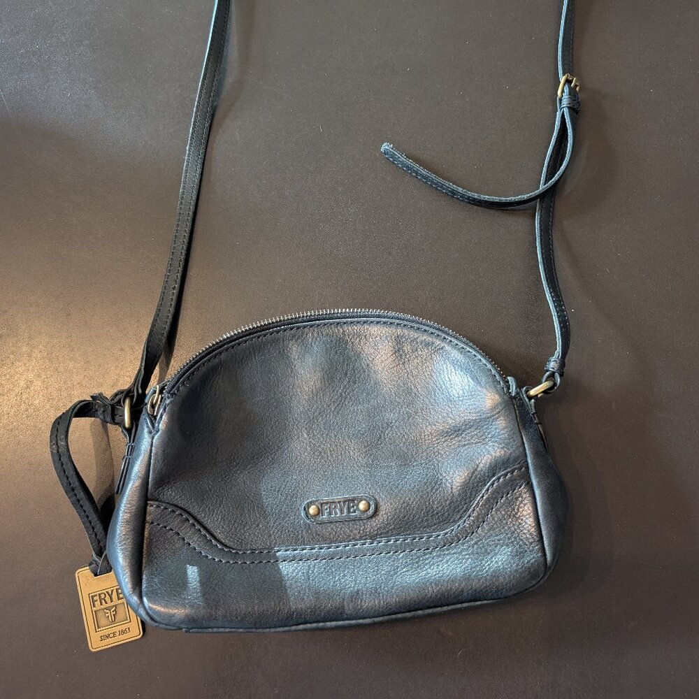 Frye Campus Zip Crossbody Black Distressed